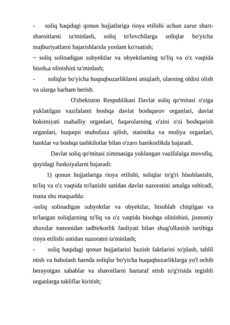 Davlat soliq qo’mitasi, uning huquqlari va maiburiyatlari 4