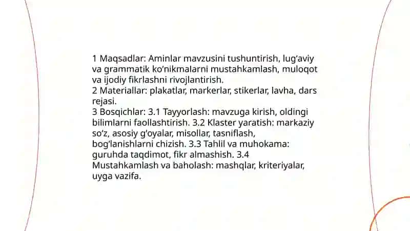 Aminlar mavzusini oitishda klaster metodidan foydalanish 4