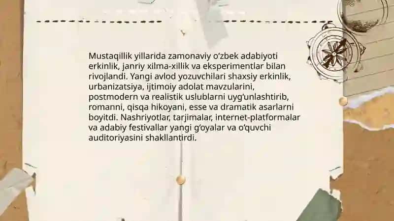 Замонавий ўзбек адабиётининг ривожланиши ва янги авлод ёзувчилари 4