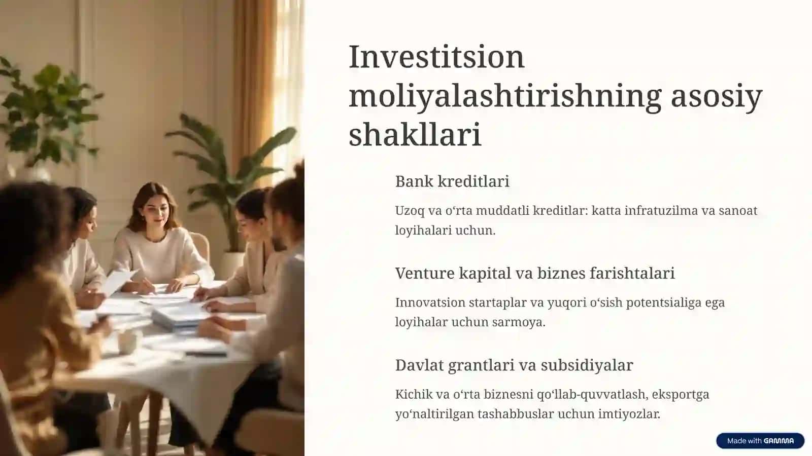 INVESTITSION DASTURLARNI MOLIYALASHNI TASHKIL ETISH 4