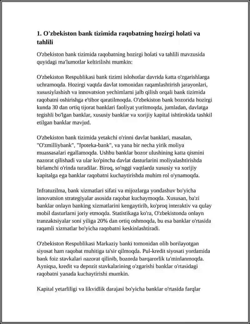 O'ZBEKISTON BANK TIZIMIDA RAQOBAT MUHITINI RIVOJLANISHI 4