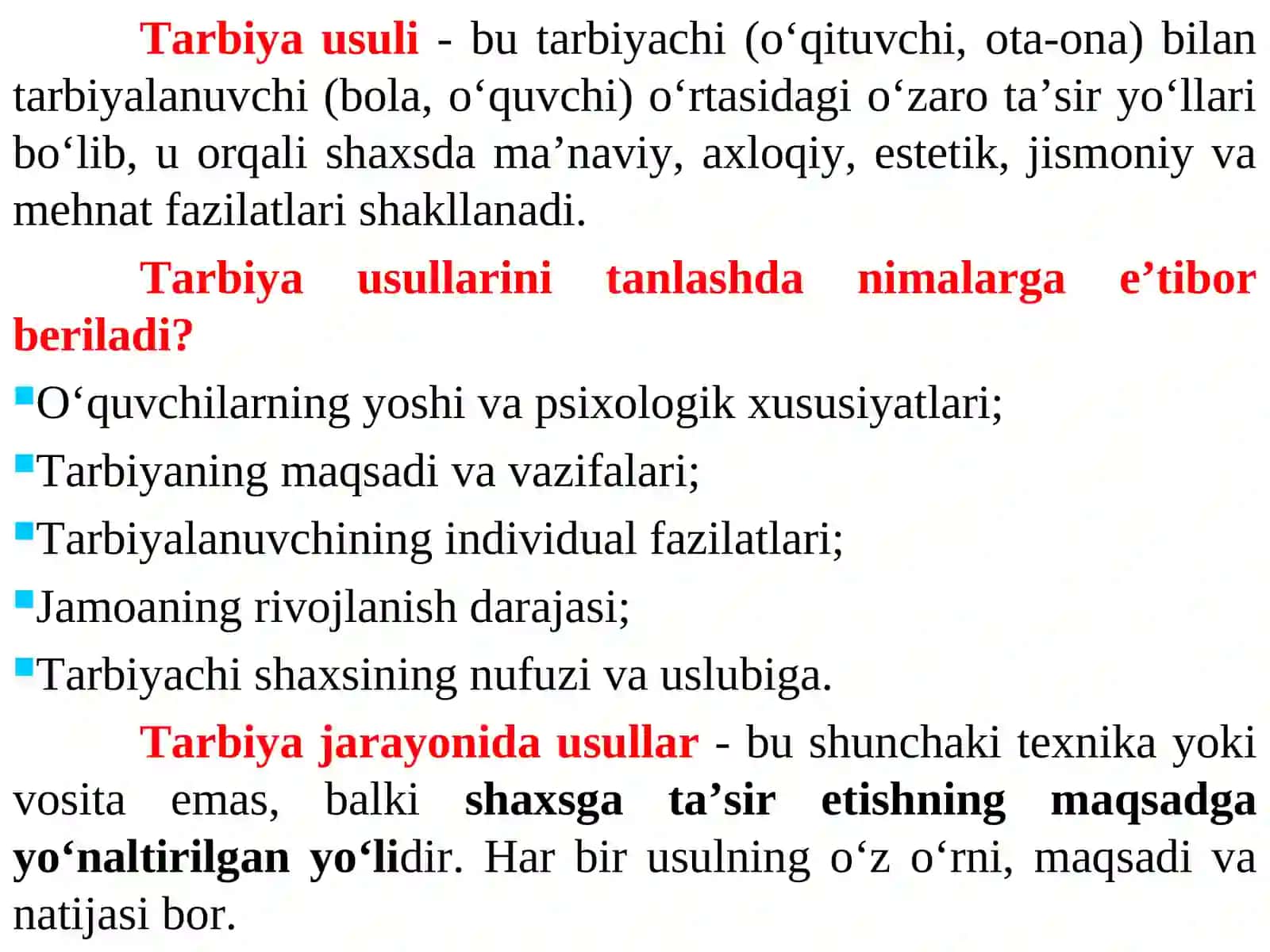 TАRBIYA JARAYONINING MЕTОDLАRI VA SHAKLLARI 4