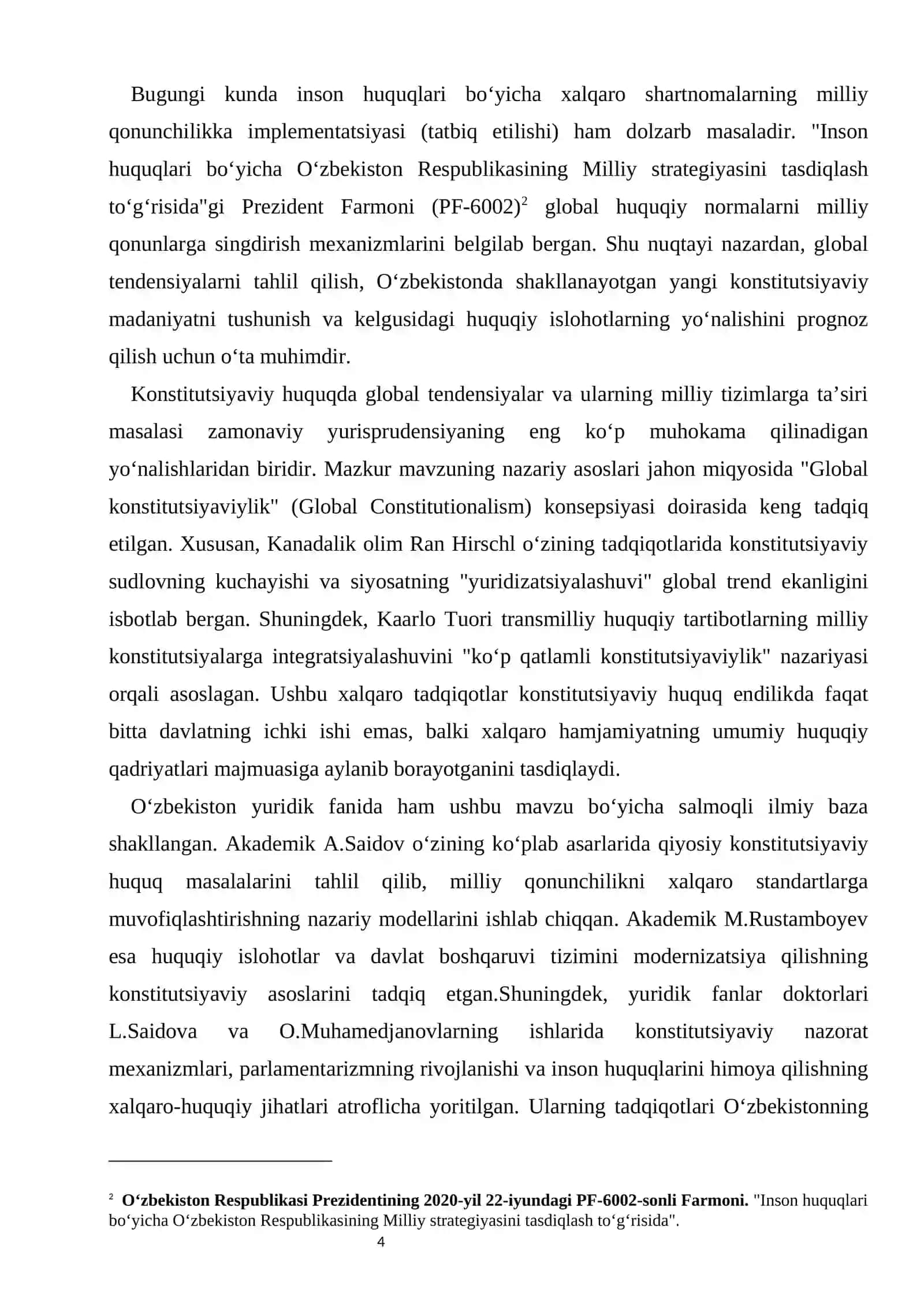 Konstitutsiyaviy huquqda global tendensiyalar kurs ishi 4