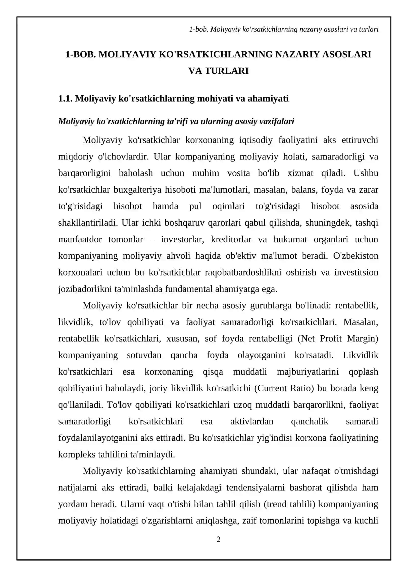 Moliyaviy ko'rsatkichlarni tahlil qilish va ularni baholash metodlari 4