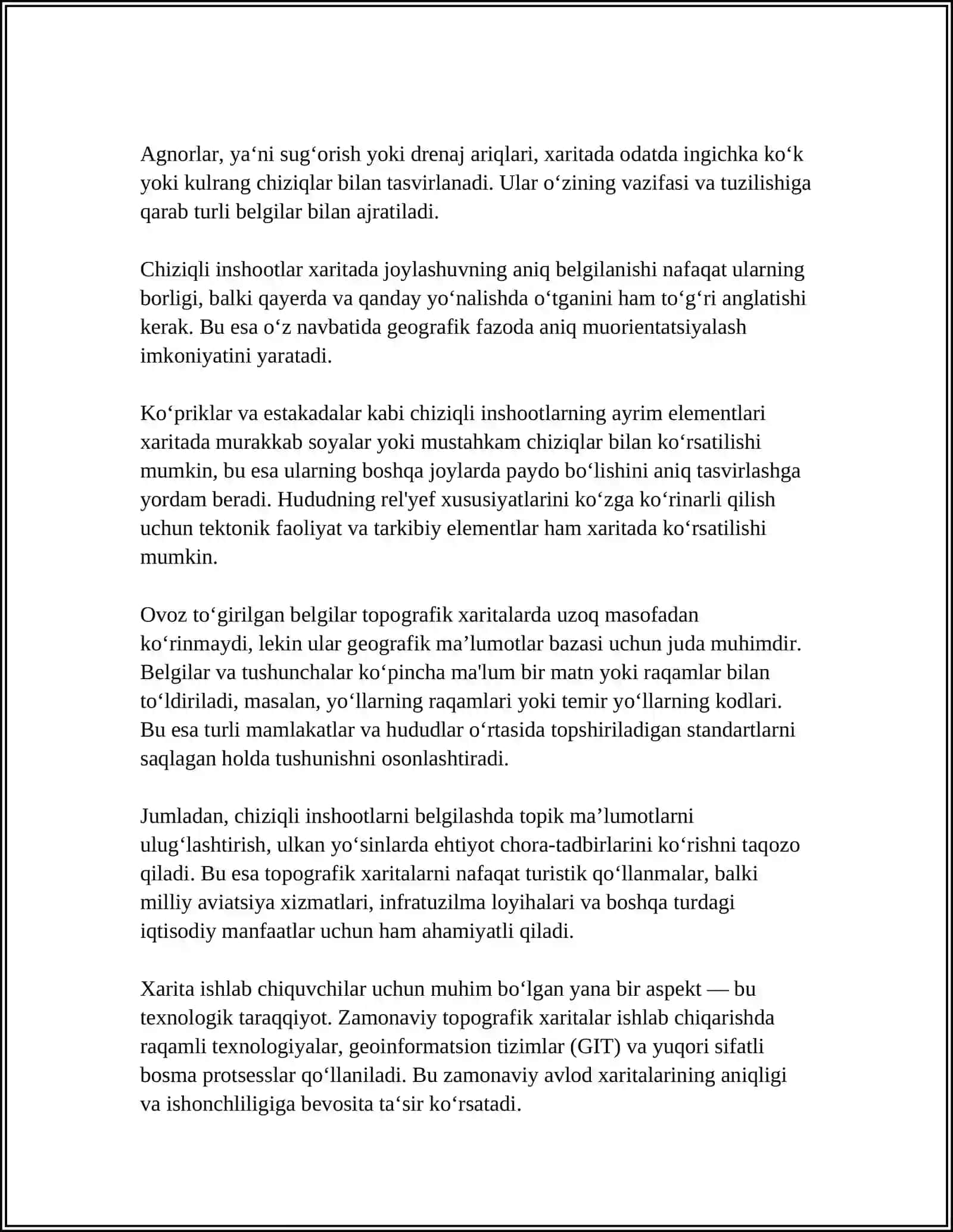 CHIZIQLI INSHOOTLARNI QUTUBLARGA NISBATAN TOPOGRAFIK XARITADA ORIENTIRLASH 4