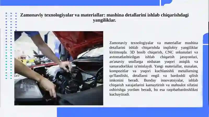 Mashina detallariga kirish tarixi. 4