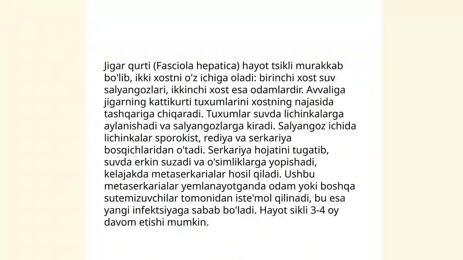 So'rg'ichlilar - odam parazitlari Jigar qurti,lansetsimon so'rg'ich,mushuk,o'pka,qon so'rg'ichlilar 4