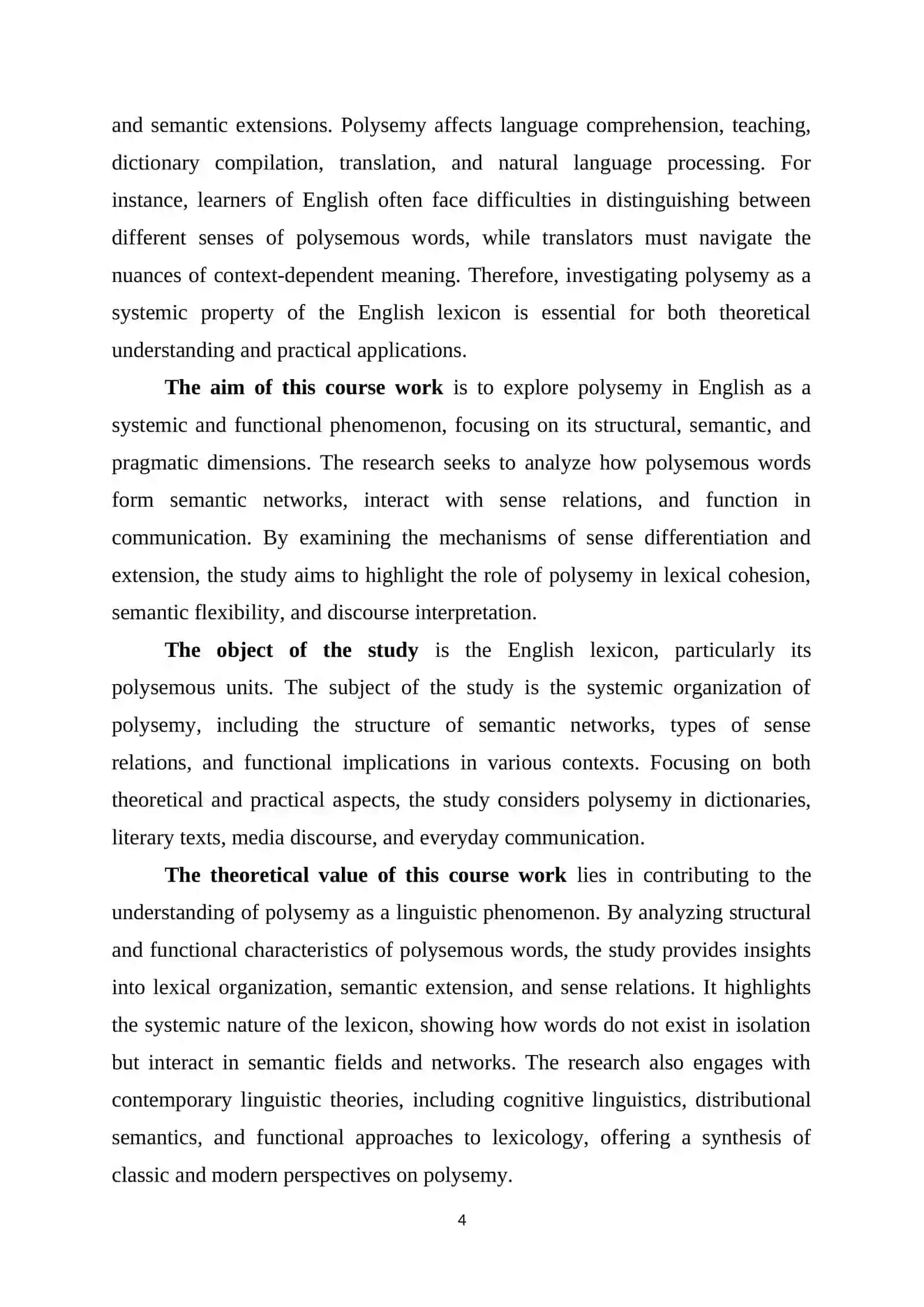 Polysemy as a systemic property of the English lexicon: semantic networks and sense relations 4