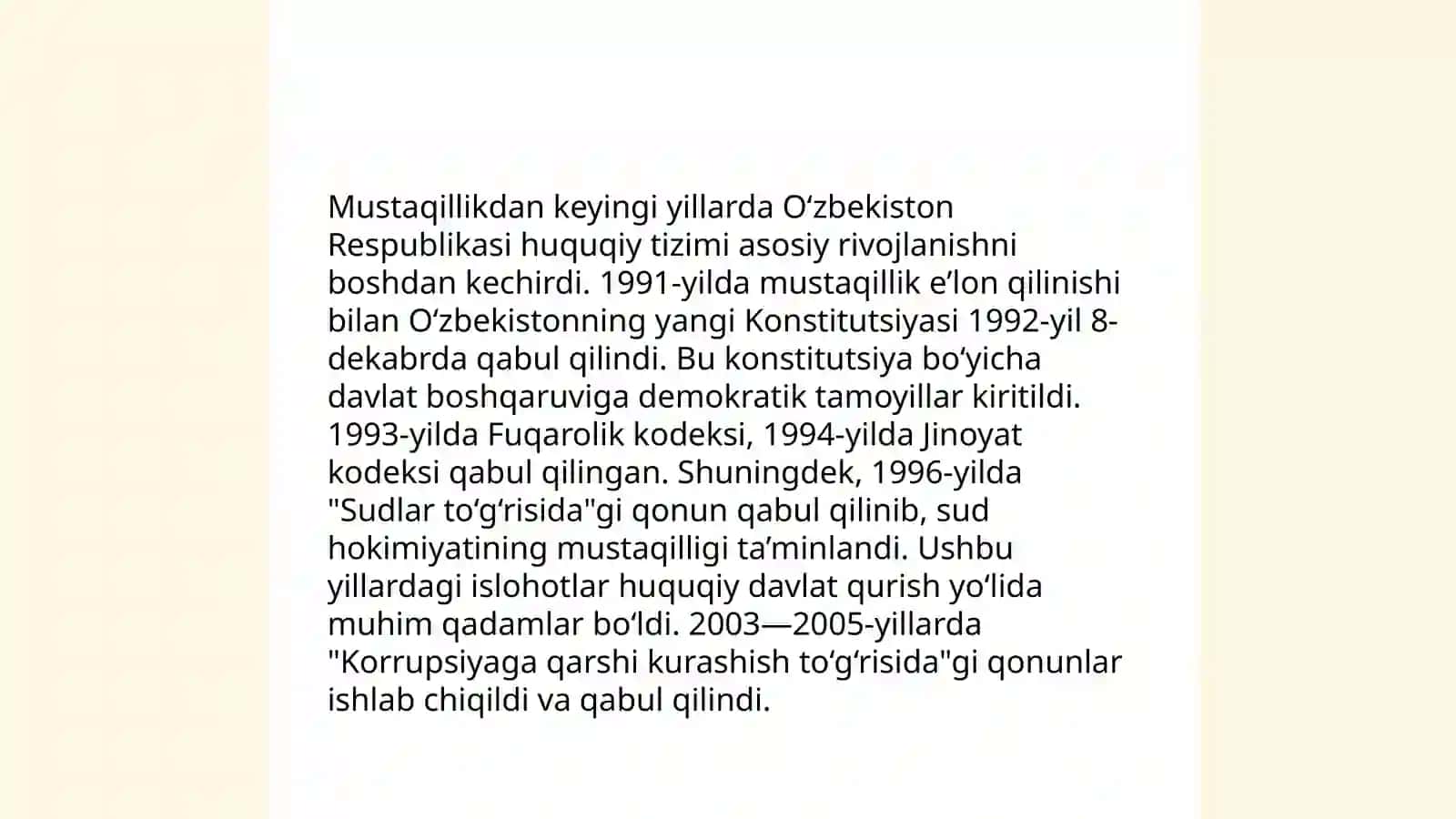 Mustaqil Oʻzbekiston Respublikasi Birinchi Konstitutsiyasi va uning oʻziga xos jihatlari 4