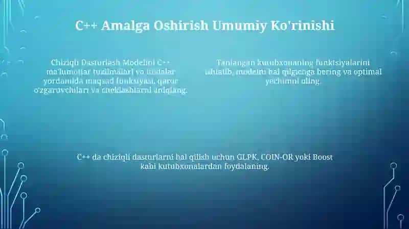 Chiziqli dasturlar tuzish (C++ tili yordamida) 4