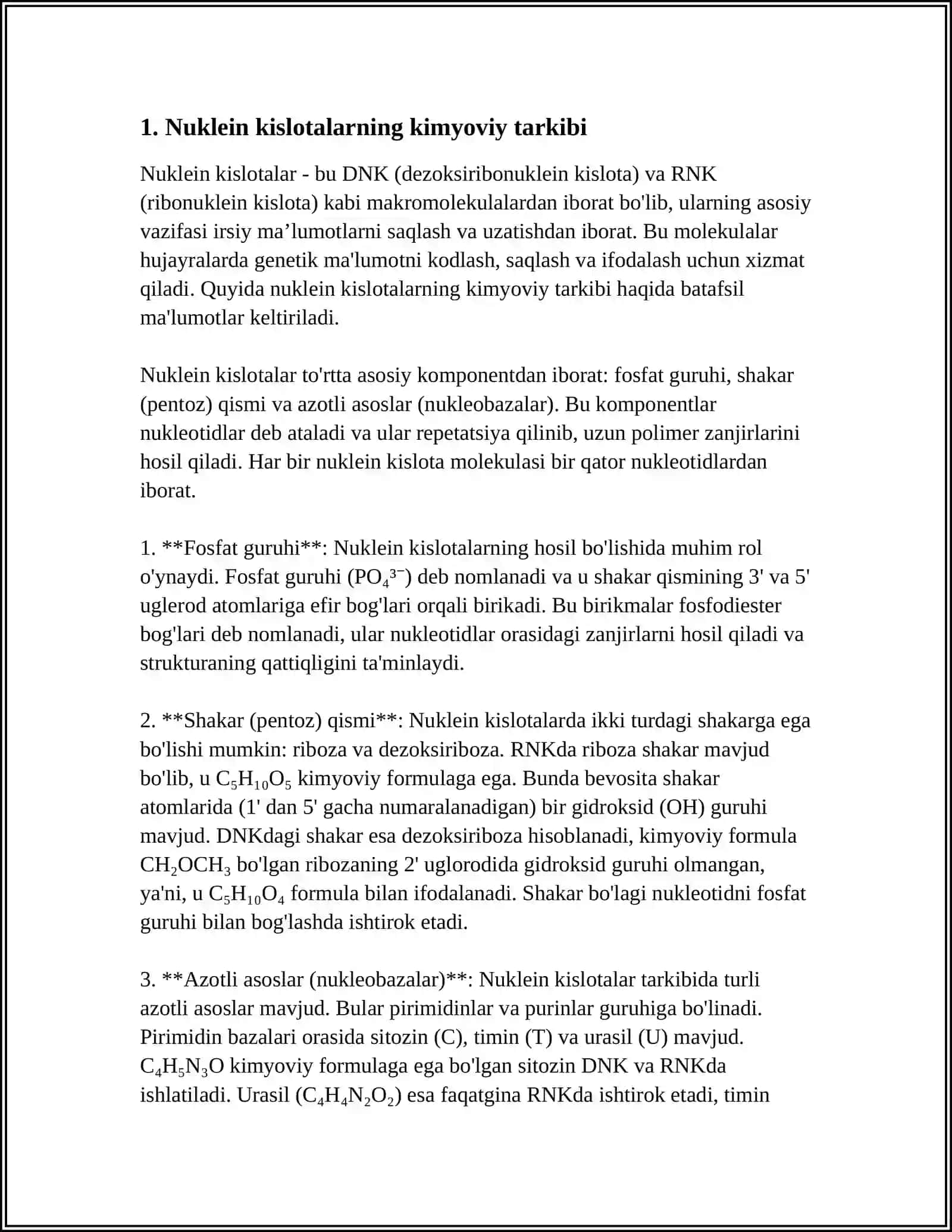 NUKLEIN KISLOTALAR ULARNING TUZILISHI VA FUNKSIYALARI 4