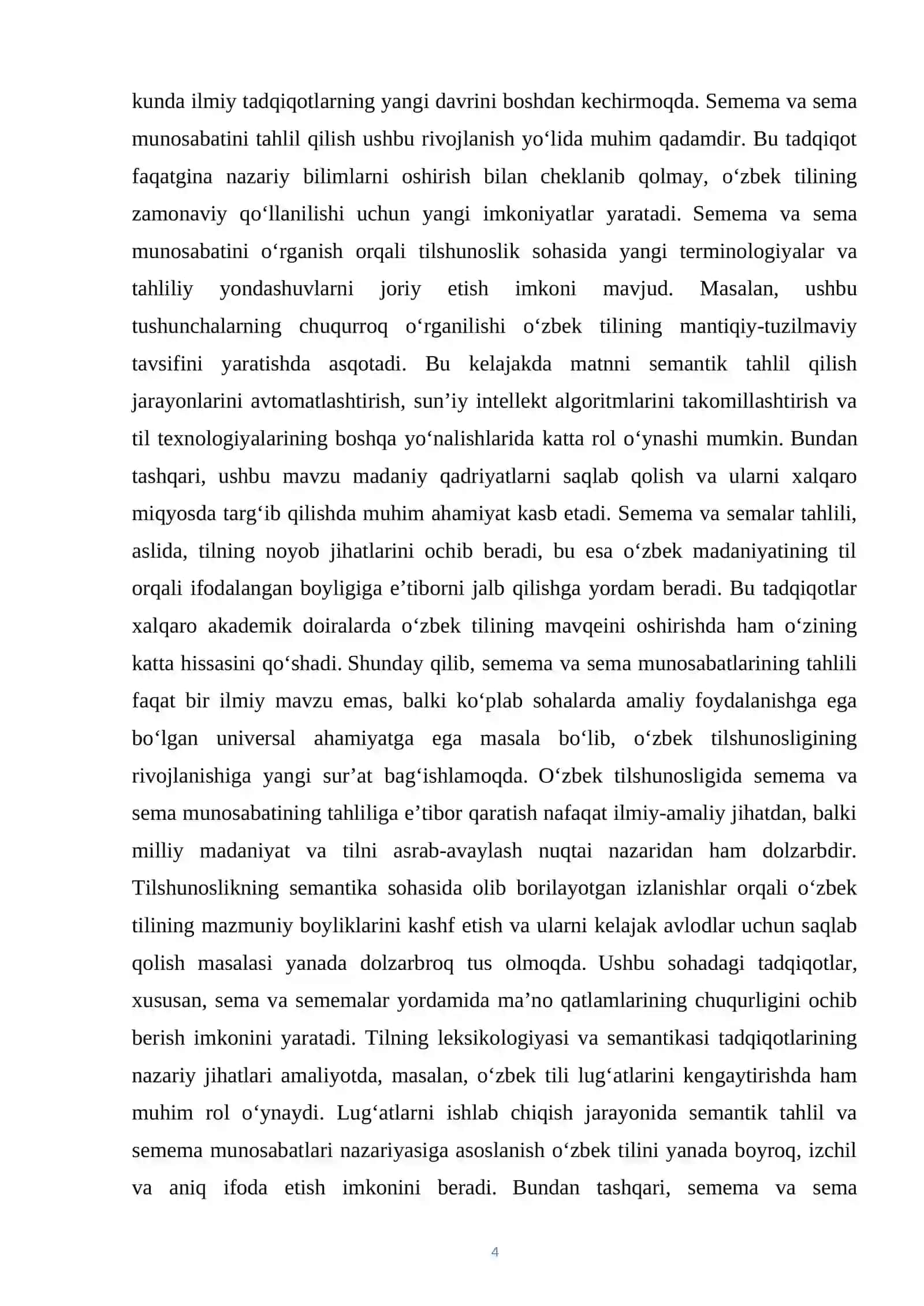 O’zbek tilshunosligidagi semema va sema munosabati talqini 4