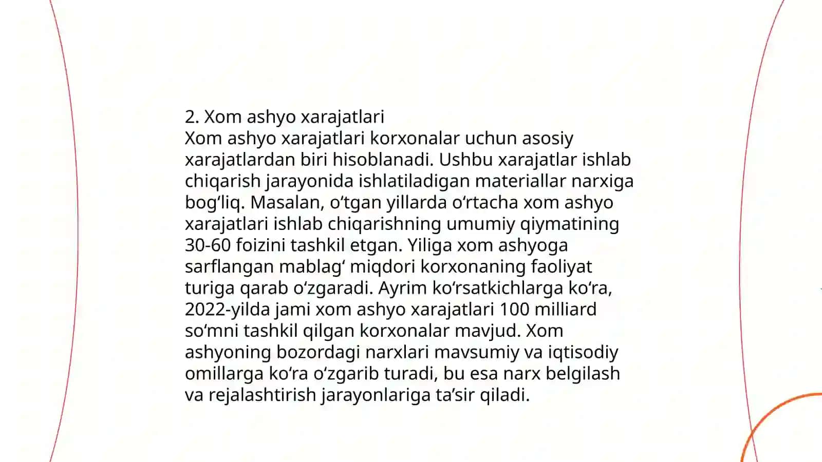 ISHLАB CHIQАRISH SOXASIDA XАRАJАTLАRI VA MАHSULOT TАNNАRXINI KАLKULYATSIYALАSH 4