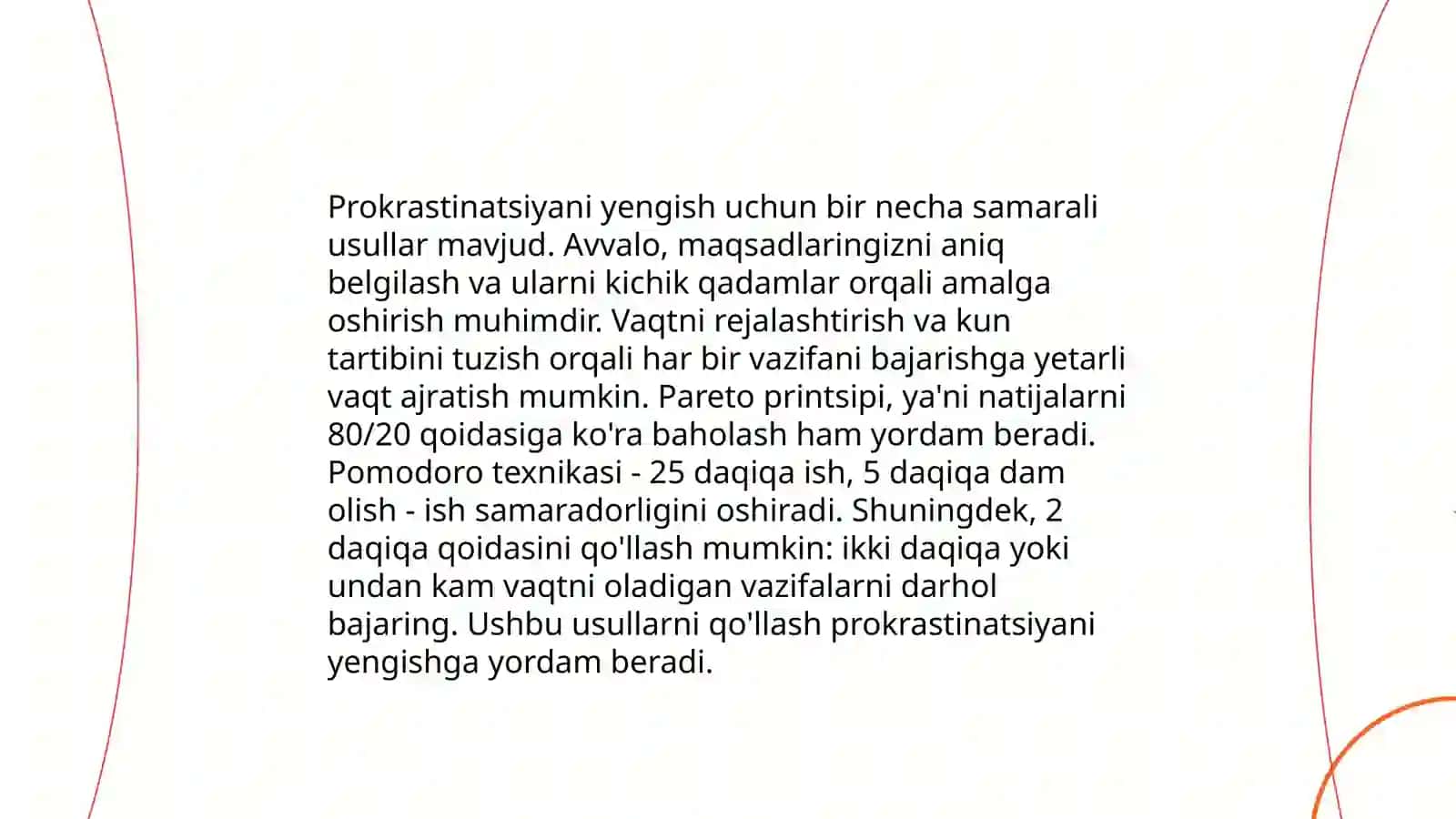 Vaqtni boshqarish koʻnikmalari va rivojlantirish yoʻllari 4