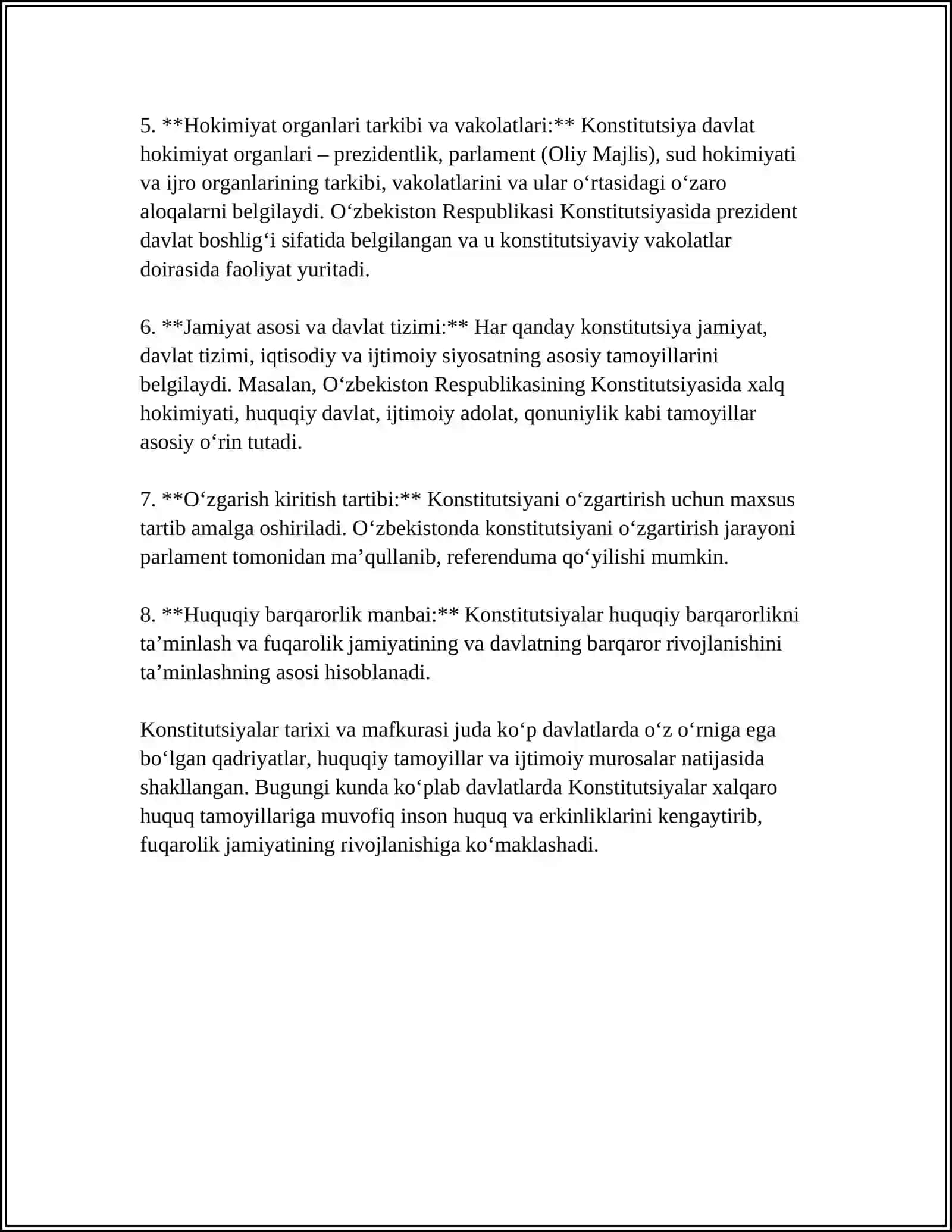 MUSTAQIL ISH Mavzu: KONSTITUTSIYAMIZNING YARATILISH TARIXI 4