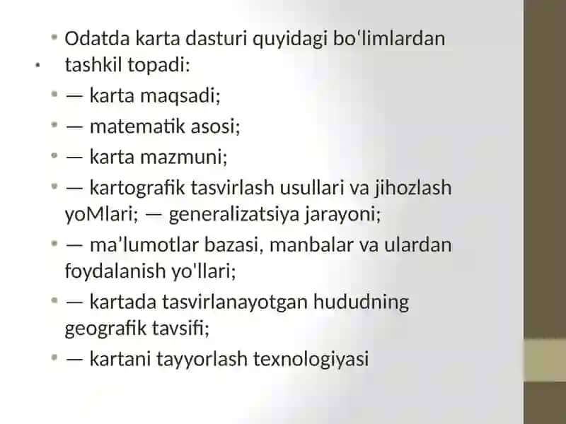 Kartalarni dasturi va uni ishlab chiqishning ahamiyati 4