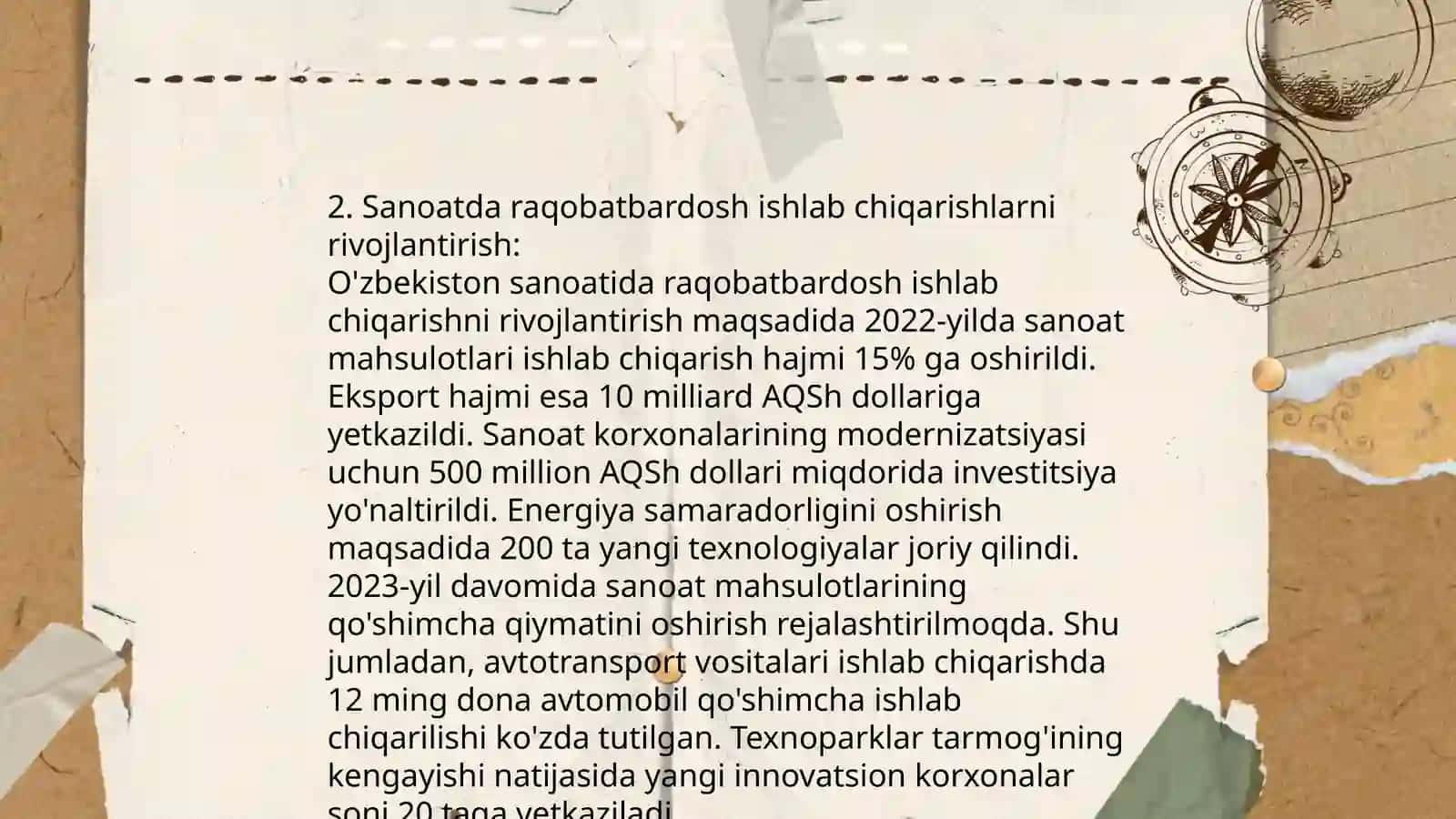 Mustaqillik yillarida qishloq xoʻjaligi va sanoat sohasidagi oʻzgarishlar 4