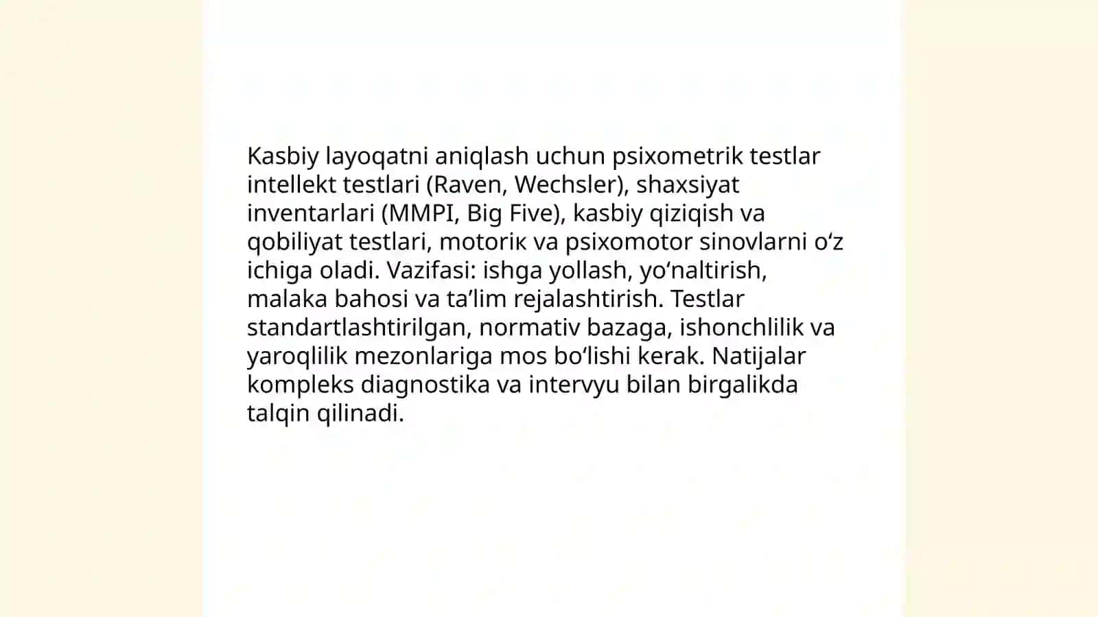 Kasbiy faoliyat psixodiagnostikasi va layoqat tashxisi 4