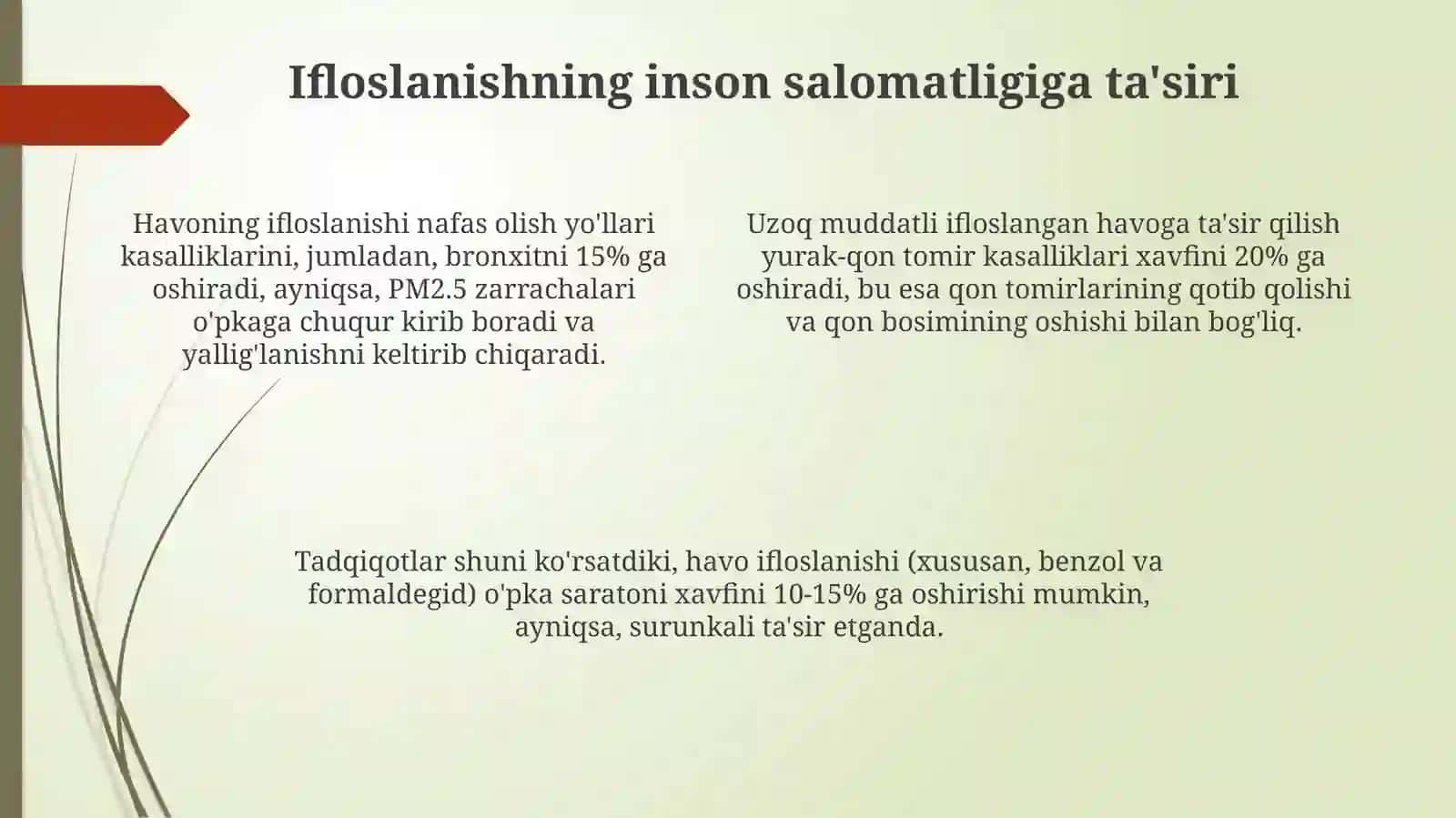 Atmosfera ifloslanishining asosiy manbalari va ularning taʼsiri 4