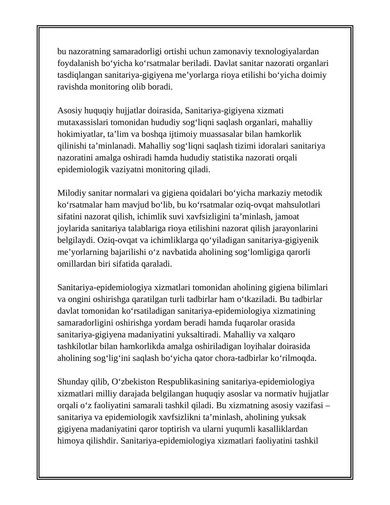 SANITARIYA EPIDEMIOLOGIYA XIZMATINI UYUSHTIRISH 4