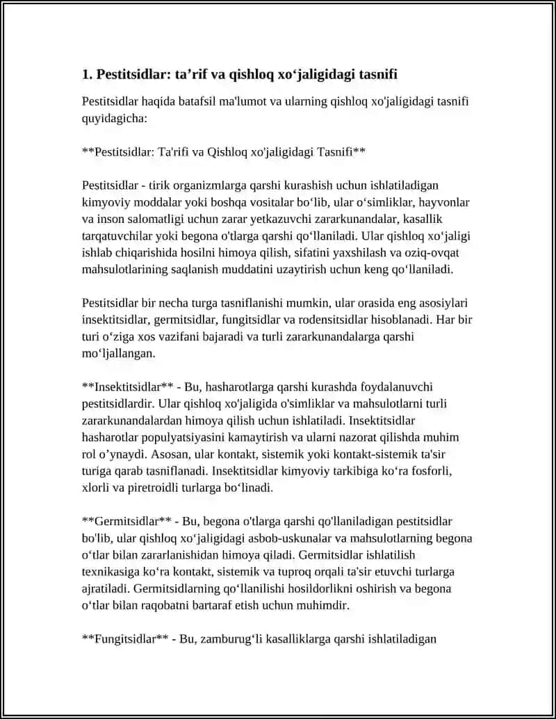 PESTITSIDLARNI QISHLOQ XO'JALIGIDA ISHLATILISHI.DEFOLIANT VADEKSIKANTLAR.GALLACHILIKDA QOLLANILADIGAN PESTITSIDLAR 4