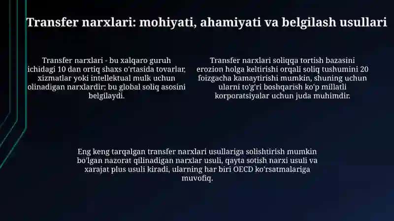 Xalqaro biznezda soliq rejalashtirishi va transfer baxolash 4