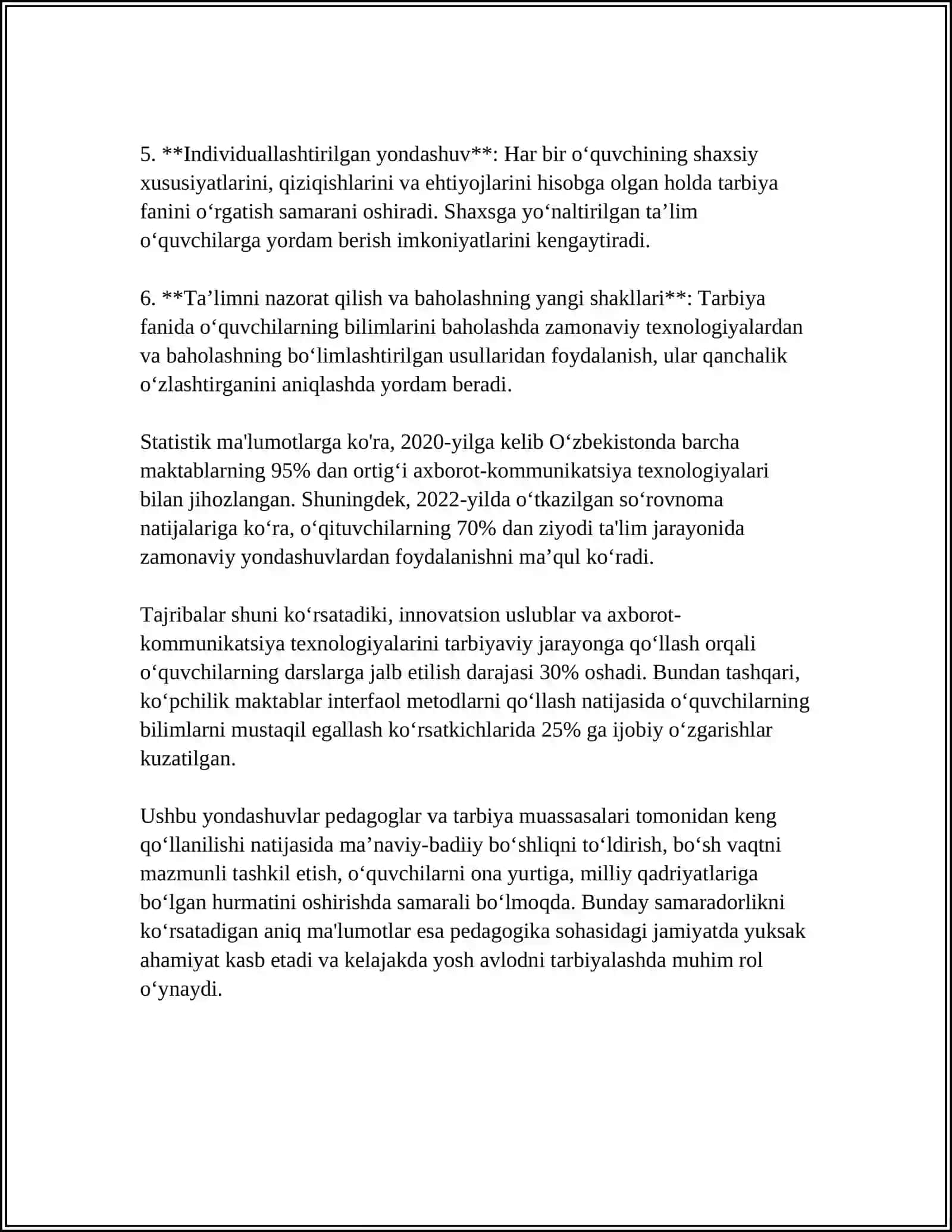 TAʼLIM TIZIMIDA TARBIYA FANINI OʻQITISH TEXNOLOGIYALARI 4