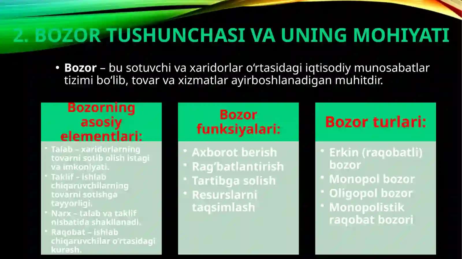 Iqtisodiyot, bozor va iqtisodiy siyosat. Iqtisodiy siyosat asoslari va tarkibi. Iqtisodiy siyosatni ishlab chiqishda vositalar va cheklovlar. Davlat mulkini xususiylayshirish va boshqarish. iqtisodiyotni tartibga solish vositasi. 4