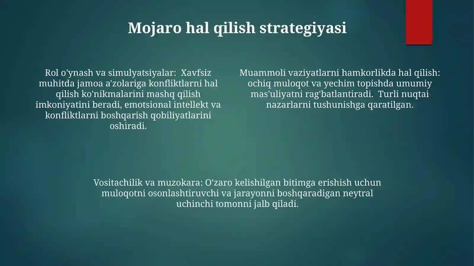 Jamoa rivojlanishida tarbiya usullari 4