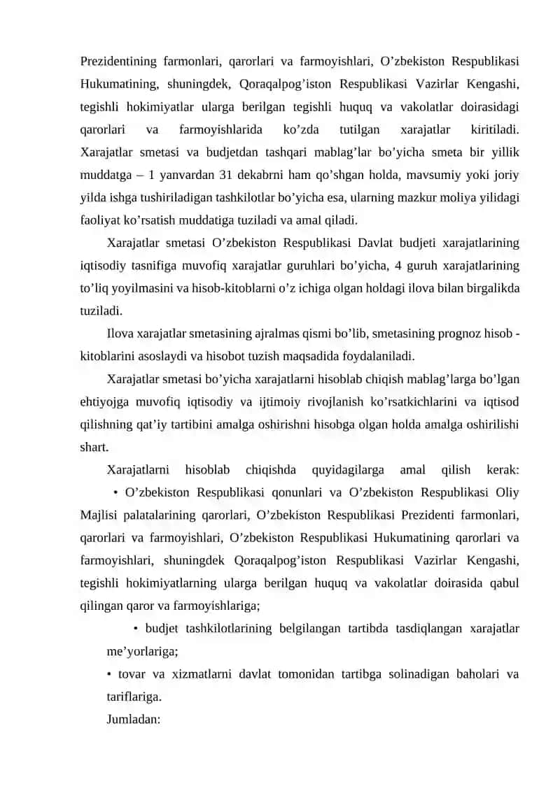Budjet tashkilotlarida smetalari tarkibi va ularni shakllantirishning xususiyatlari 4