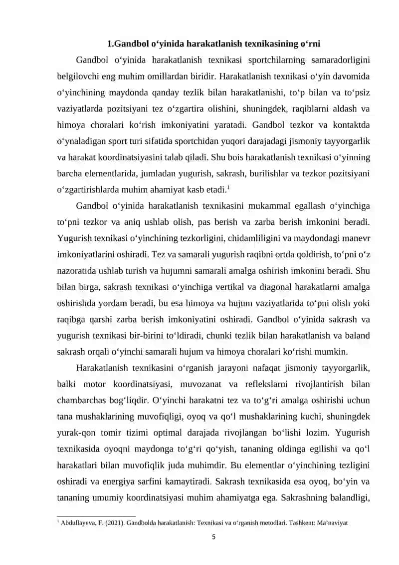 Gandbol o‘yinida harakatlanish (yugurish, sakrash) texnikasini o‘rgatishni takomillashtirish 4