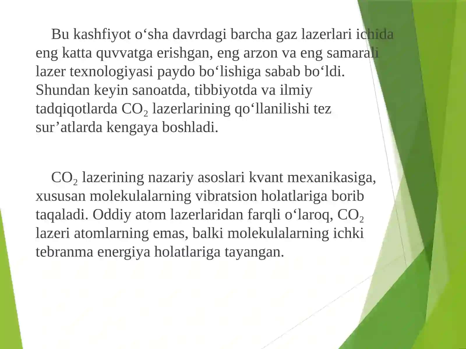 Taqdimot. Mavzu: Karbonat angidrid CO₂ lazerlari 4