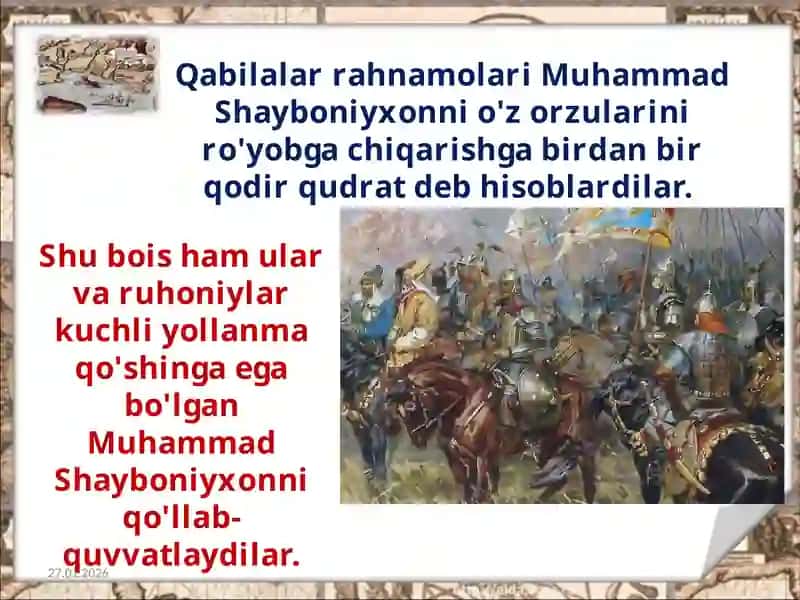 Movarounnahrda Shayboniylar sulolasi hokimiyatining o'rnatilishi 4