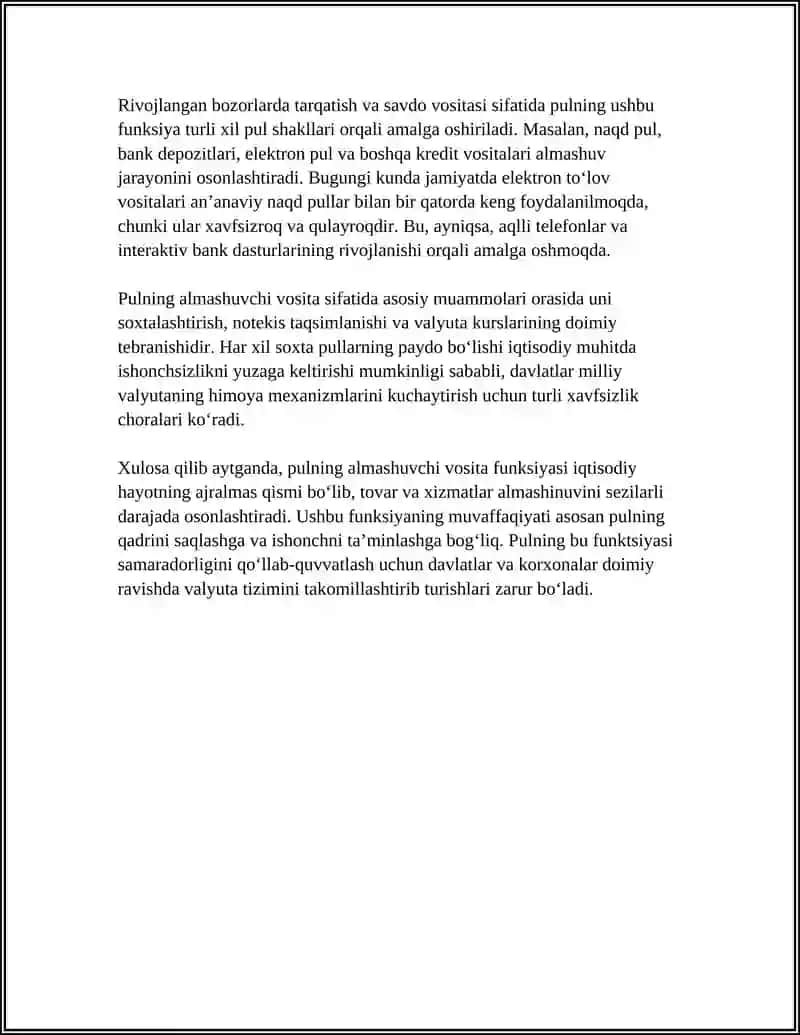 PULNING FUNKSIYALARI VA ULARNING ZAMONAVIY TALQINI 4