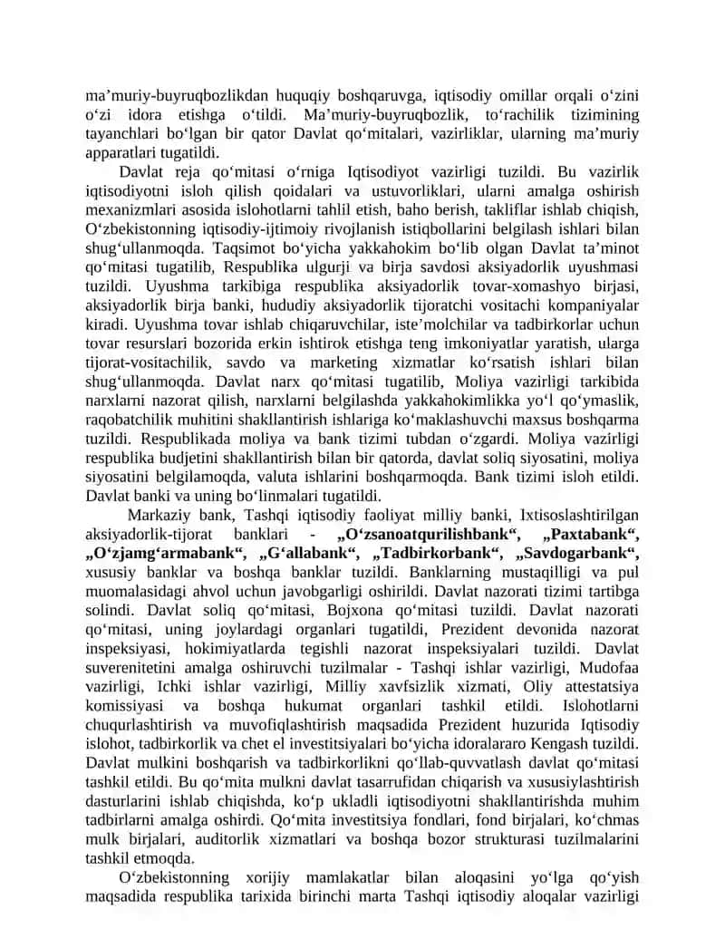 O`zbekistonda demokratik, fuqarolik jamiyati asoslariningshakllanishi, amalga oshirilgan siyosiy islohotlar 4