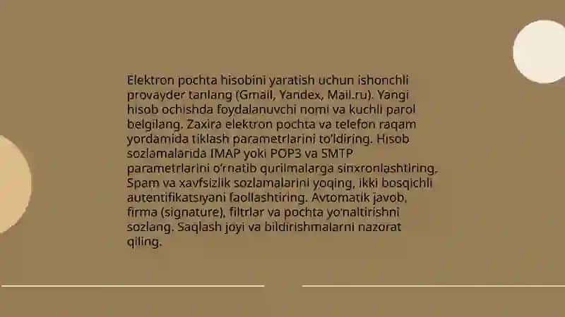 Elektron pochta bilan ishlash asoslari 4