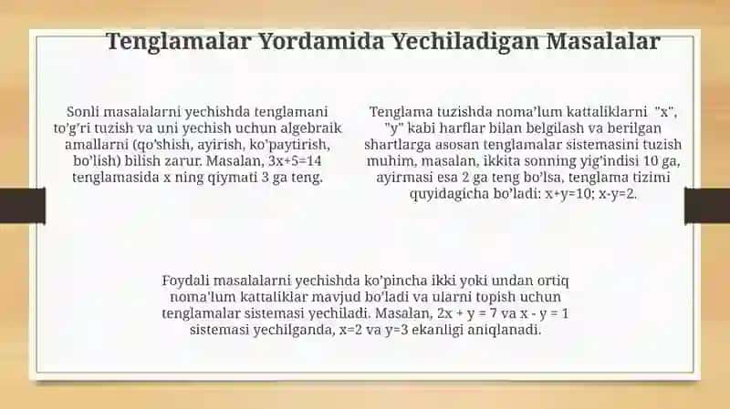 Matni masalalar yechish. Matnli masala turlari,yechish usullari 4