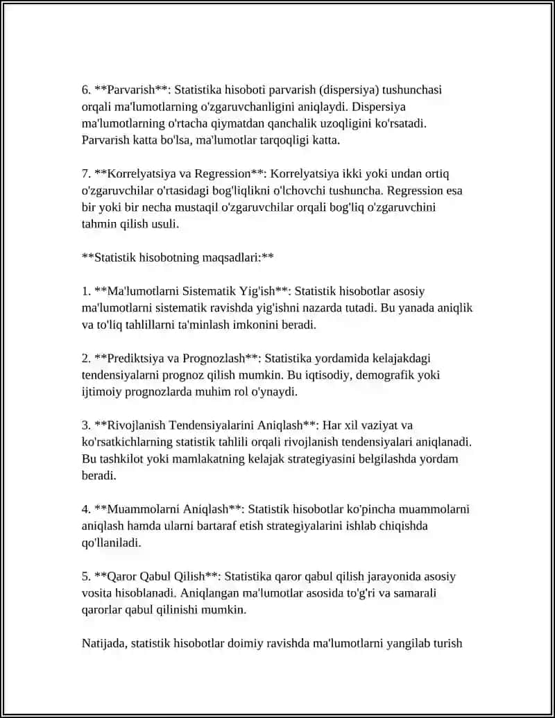 STATISTIK HISOBOT, REGISTR VA MAXSUS TASHKIL ETILADIGAN STATISTIK KUZATISHLAR 4