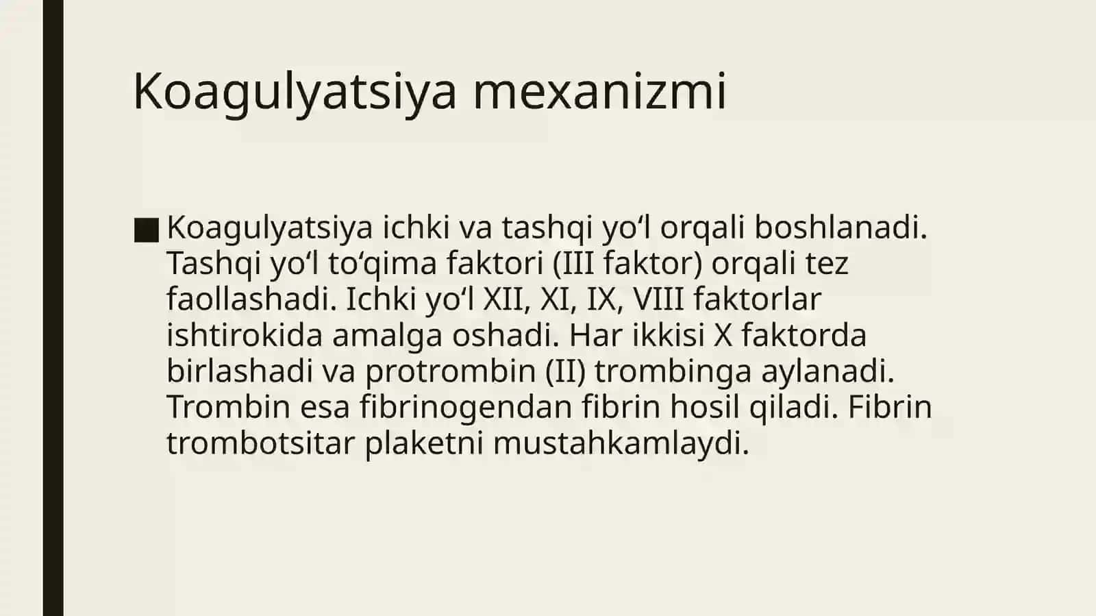 Gemostaztizimigataʼsirqiluvchi dori vositalarining klinik farmakologiyasi 4