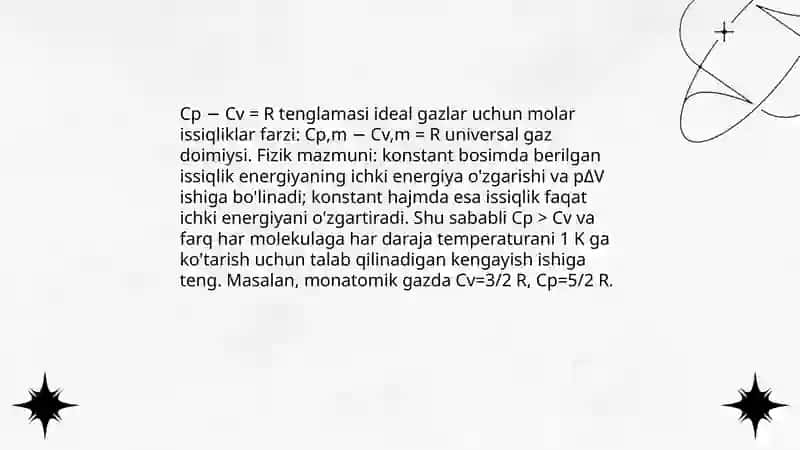 Gazlar va gaz aralashmalarning issiqlik sigʻimi 4