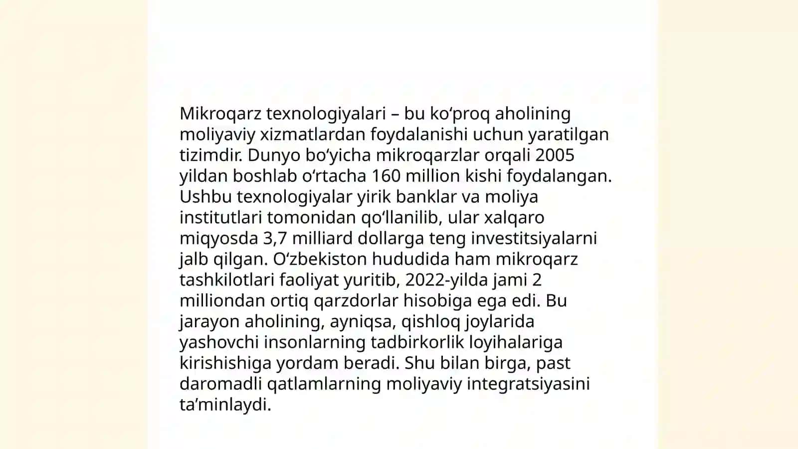 Mikromoliyalash va moliyaviy inklyuziya sohasidagi moliyaviy texnologiyalar 4