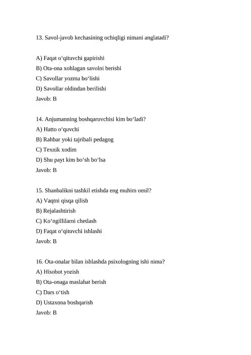 Savol-javob kechalari anjumanlar shanbalik o'tkazish 4