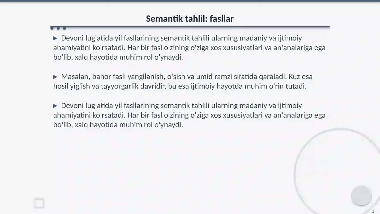 Devoni lugʻati turkga yil fasllari talqini 4