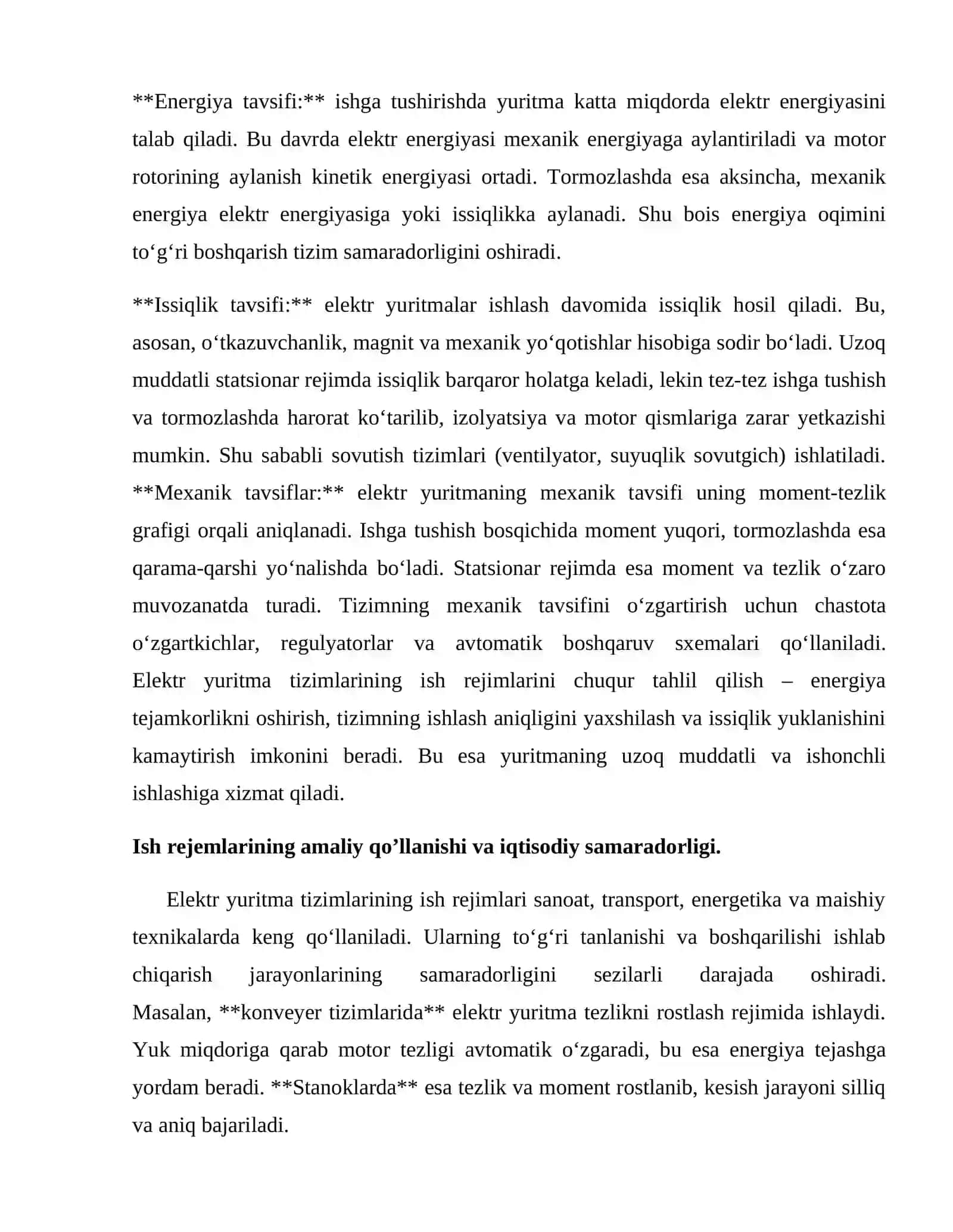 Elektr yuritma tizimlarining ish rejimlari 4