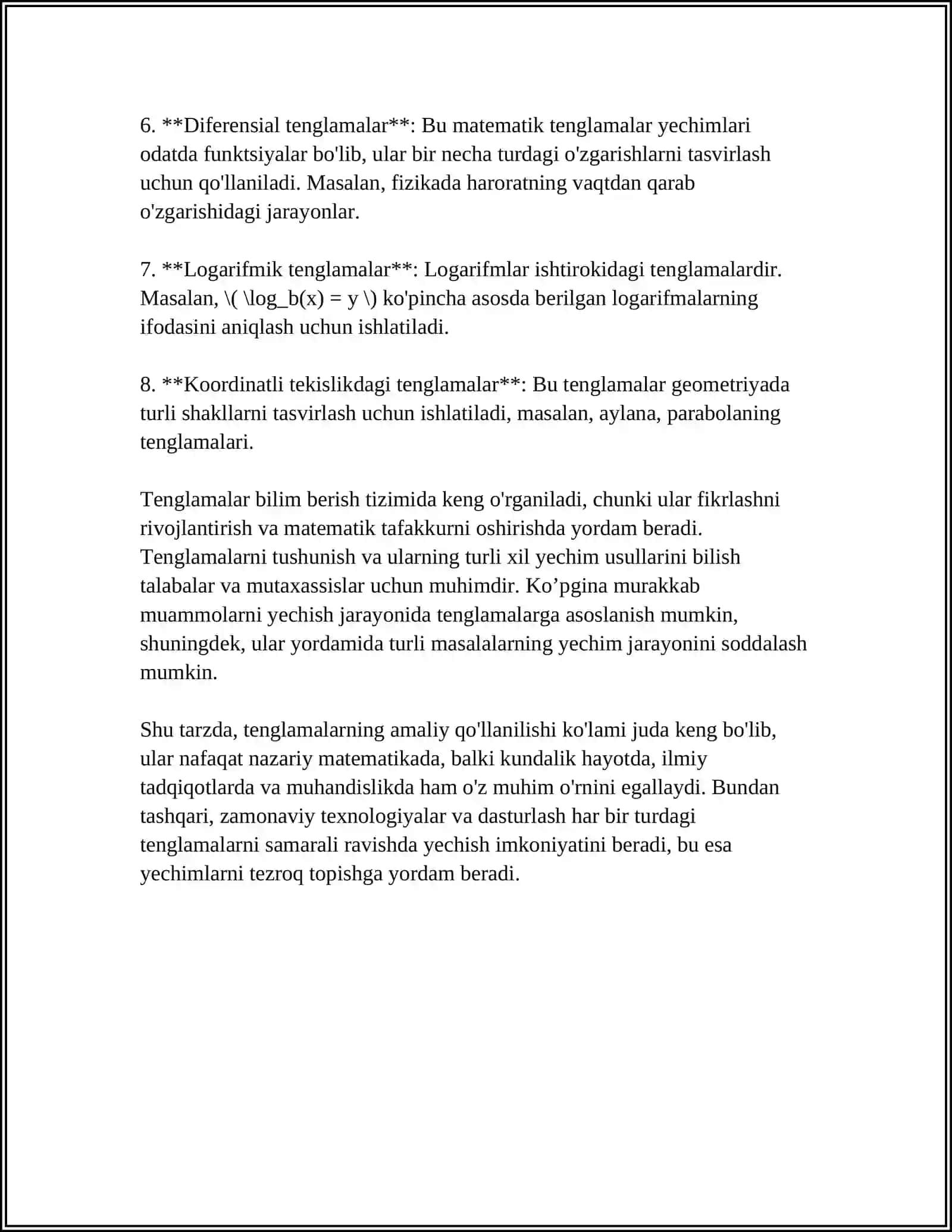 Teng kuchli formulalarga doir teoremalar 4