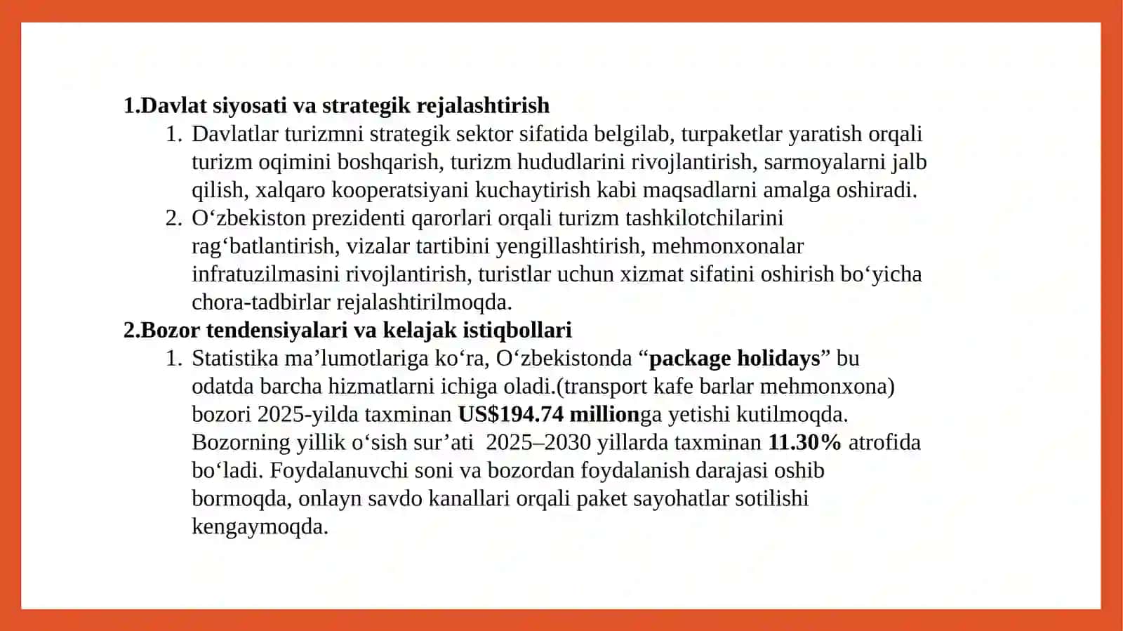 Mehmonxona tashkilotlarining strategik tahlilida turpaket tushunchasi va uni shakllantirish bosqichlari 4