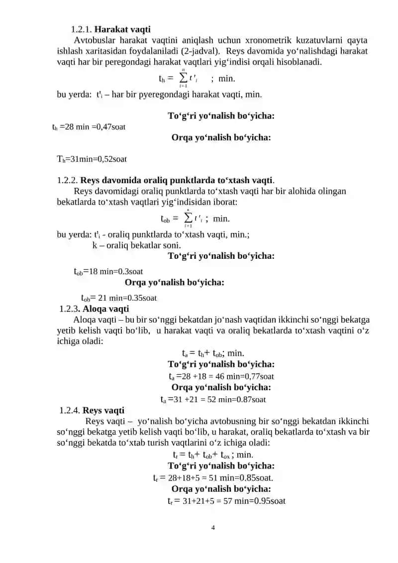 Kurs Loyihasi Avtobuslar Uchun Texnologik Hisoblash 4