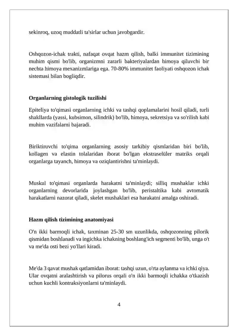 Ichki organlarning umumiy tasnifi,anatomik tuzilishlari ovqat hazm organlari tuzilishi 4