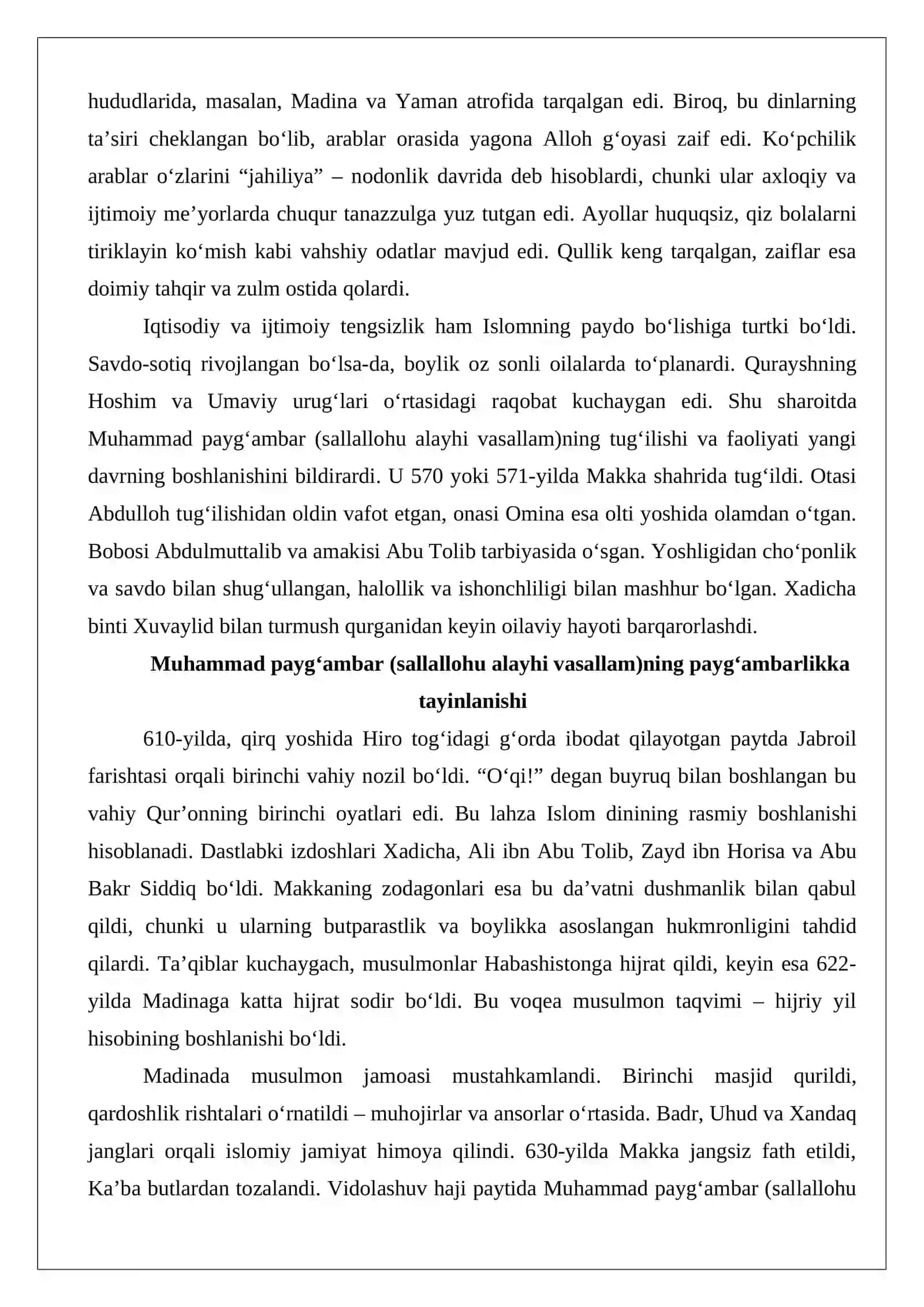 Muhammad payg’ambar islom dini asoschisi sifatida, payg’amabarning bolalik davri, shaqqi sadr voqeasi 4