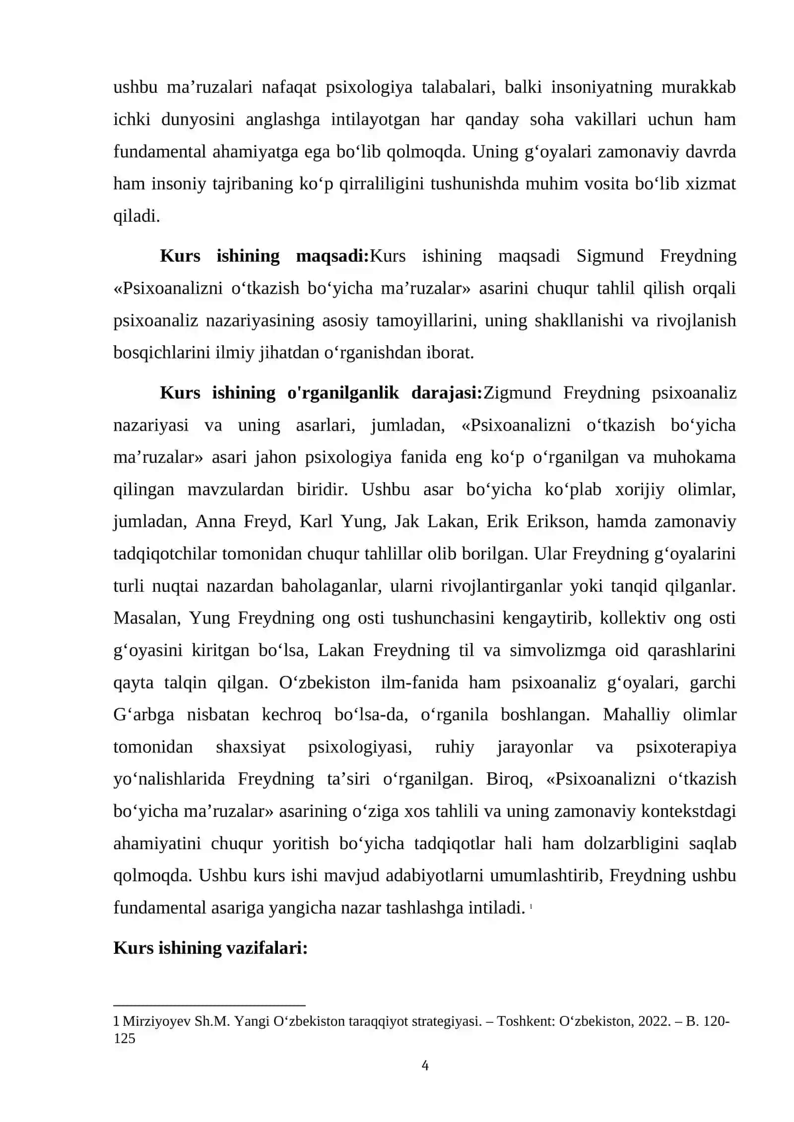 ZIGMUND FREYD PSIXOANALIZNI OʻTKAZISH BOʻYICHA MAʼRUZALAR ASARI 4